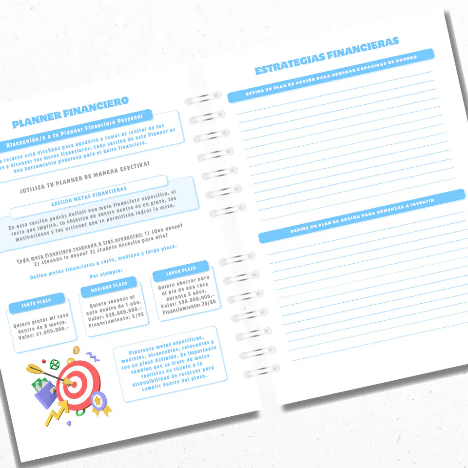 Planner Financiero Anual Celeste 2