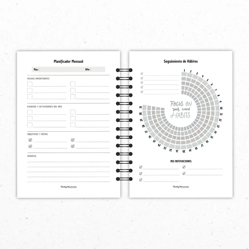 Planner Mensual Enfermería Negro  2