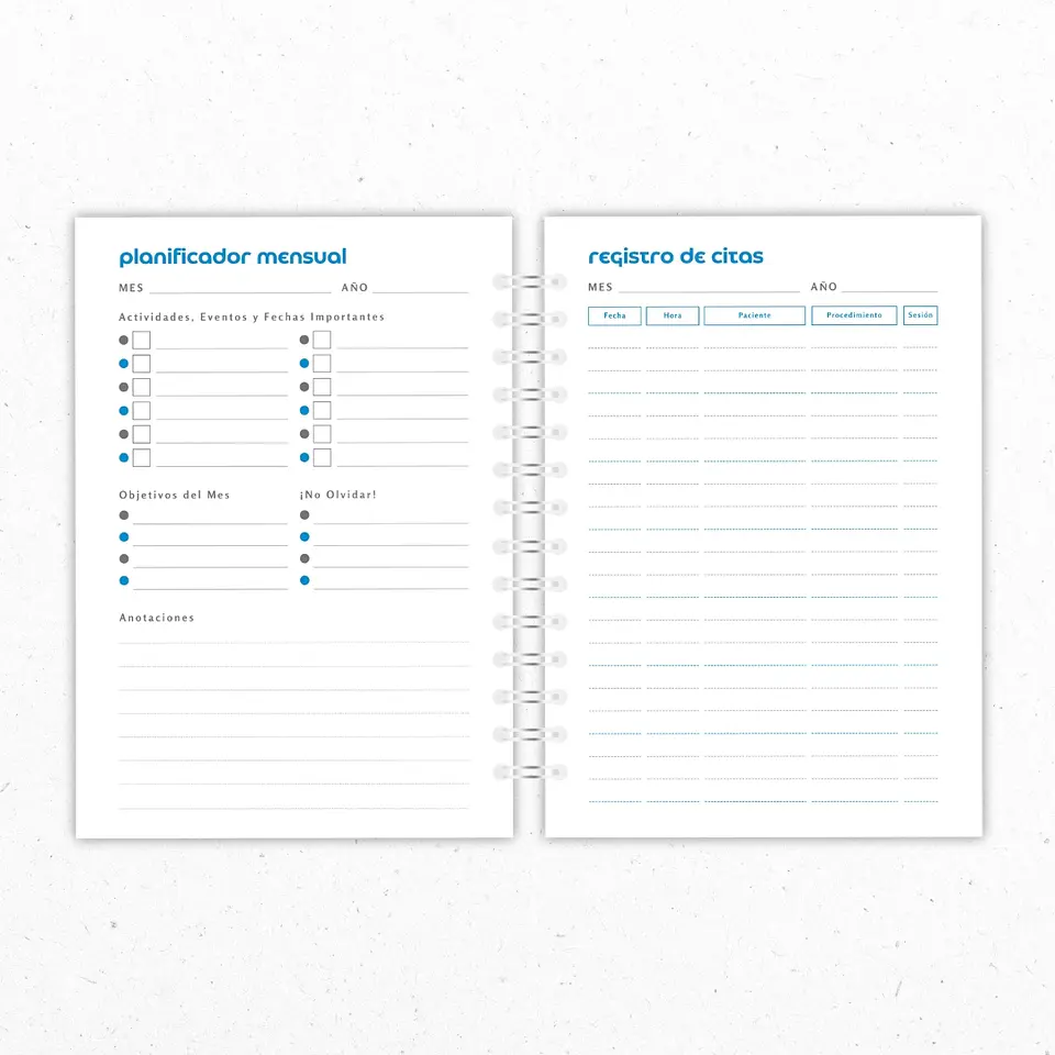 Planner Mensual Dentistas Celeste 5