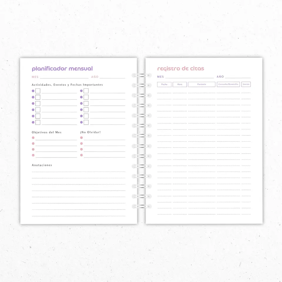 Planner Mensual Kinesiólogas Crema 4