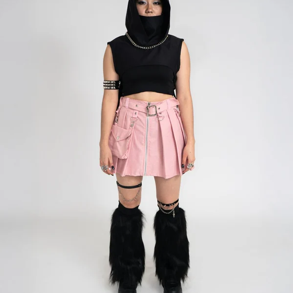 FALDA DRILL STRETCH - ROSA