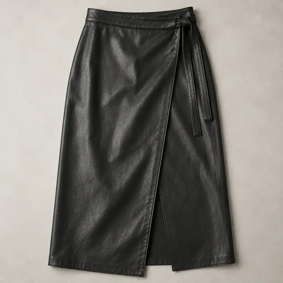 Falda midi envolvente — negro 1
