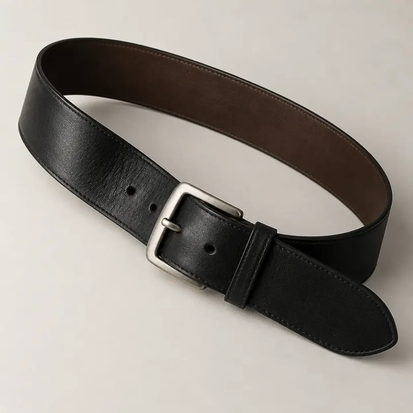 Cinturón ancho de cuero — negro 1