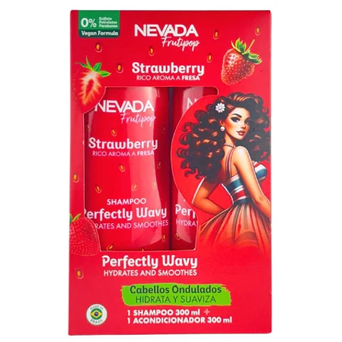 Shampoo 300ml + Acondicionador 300ml Cabello Ondulado Frutilla Frutipop - Nevada