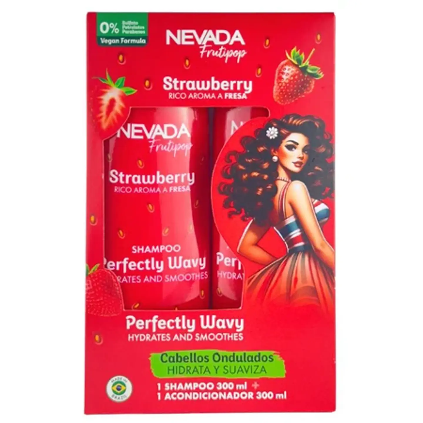 Shampoo 300ml + Acondicionador 300ml Cabello Ondulado Frutilla Frutipop - Nevada 1