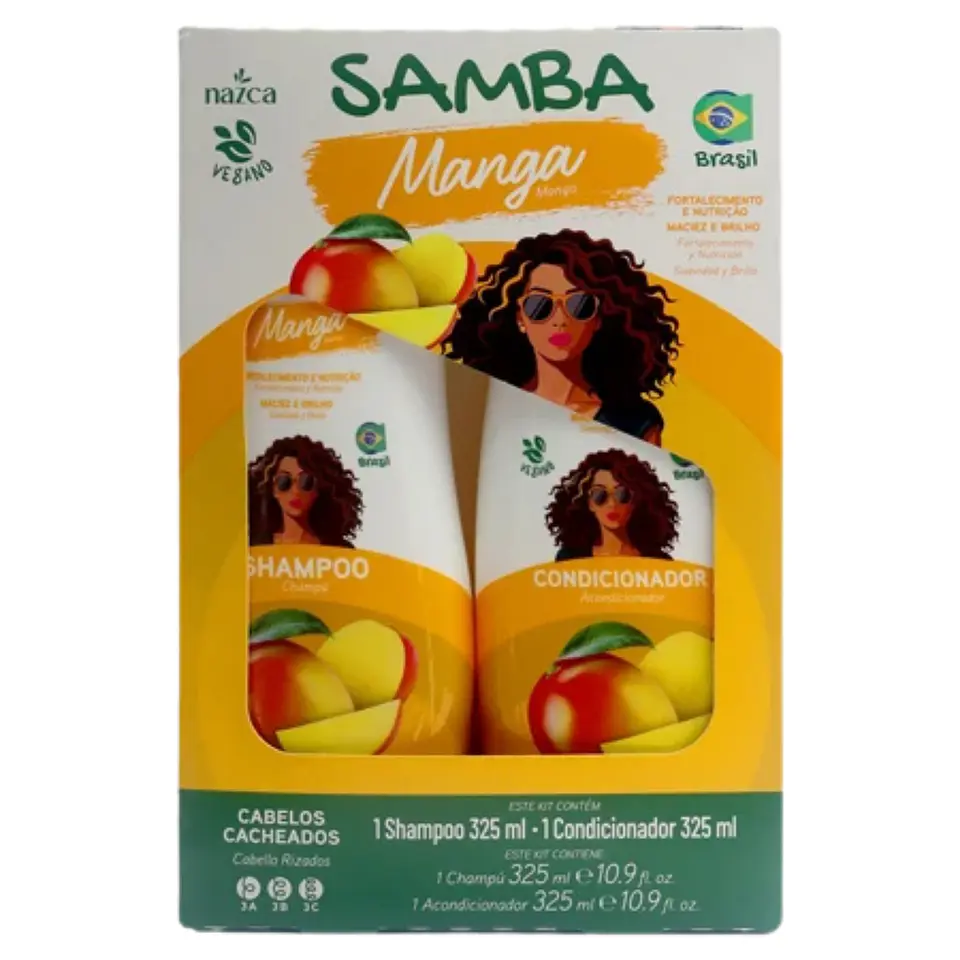 Shampoo 325ml + Acondicionador 325ml Manga Cabello Rizado - Samba Brasil 1