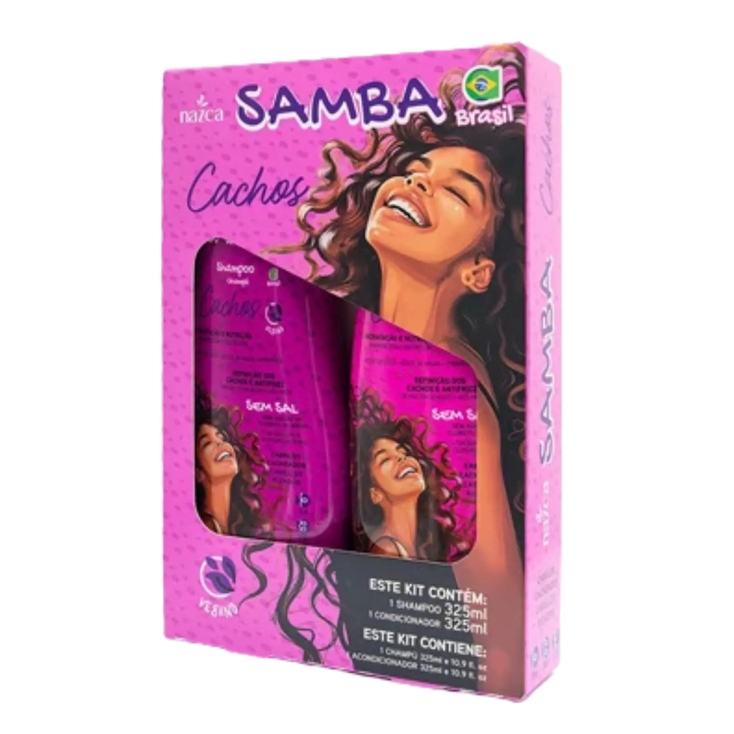 Shampoo 325ml + Acondicionador 325ml Cachos - Samba Brasil 1