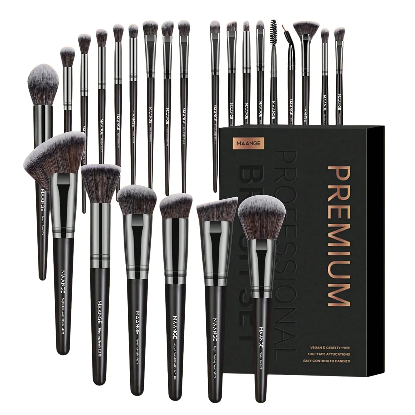 Set de 25 Brochas de Maquillaje Negras - Maange 2