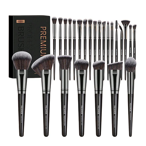 Set de 25 Brochas de Maquillaje Negras - Maange