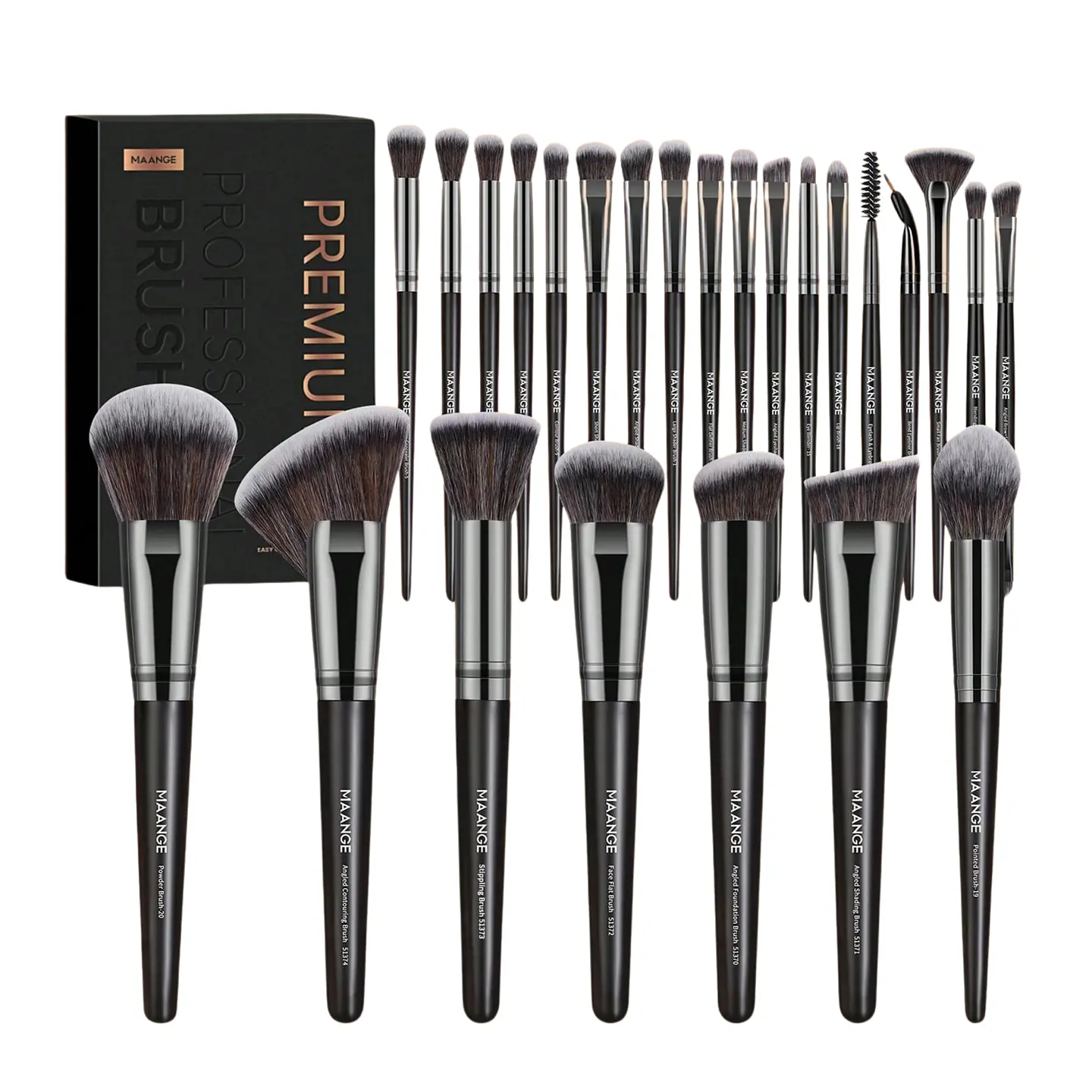 Set de 25 Brochas de Maquillaje Negras - Maange 1