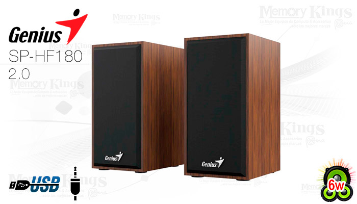 Parlantes Genius SP-HF180 6 W RMS acabado madera