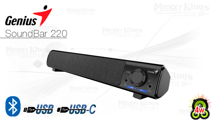 Barra Genius SoundBar 220BT 4 W Bluetooth y USB