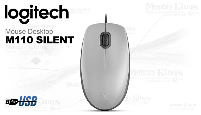 Mouse Logitech M110 Silent USB plateado