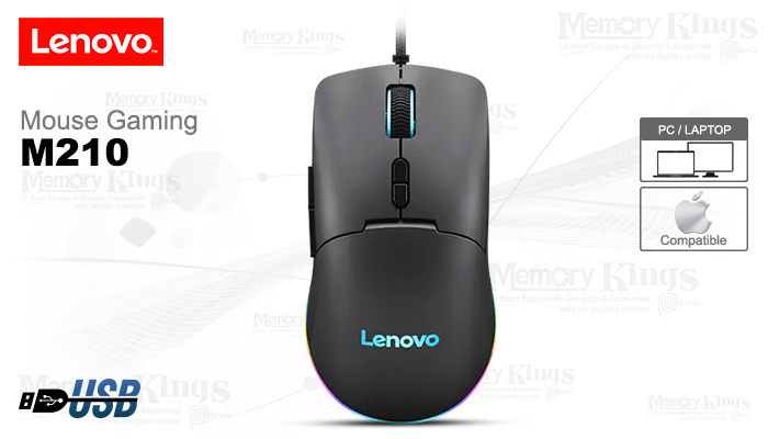 Mouse gamer Lenovo M210 RGB de 8000 dpi