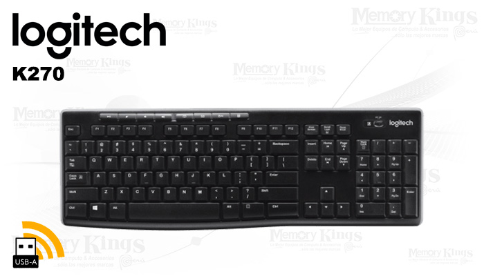Teclado Logitech K270 Inalámbrico con Receptor Unifying – Negro