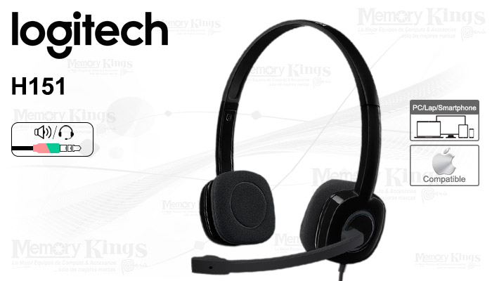 Audífonos Logitech H151 estéreo con micrófono negros