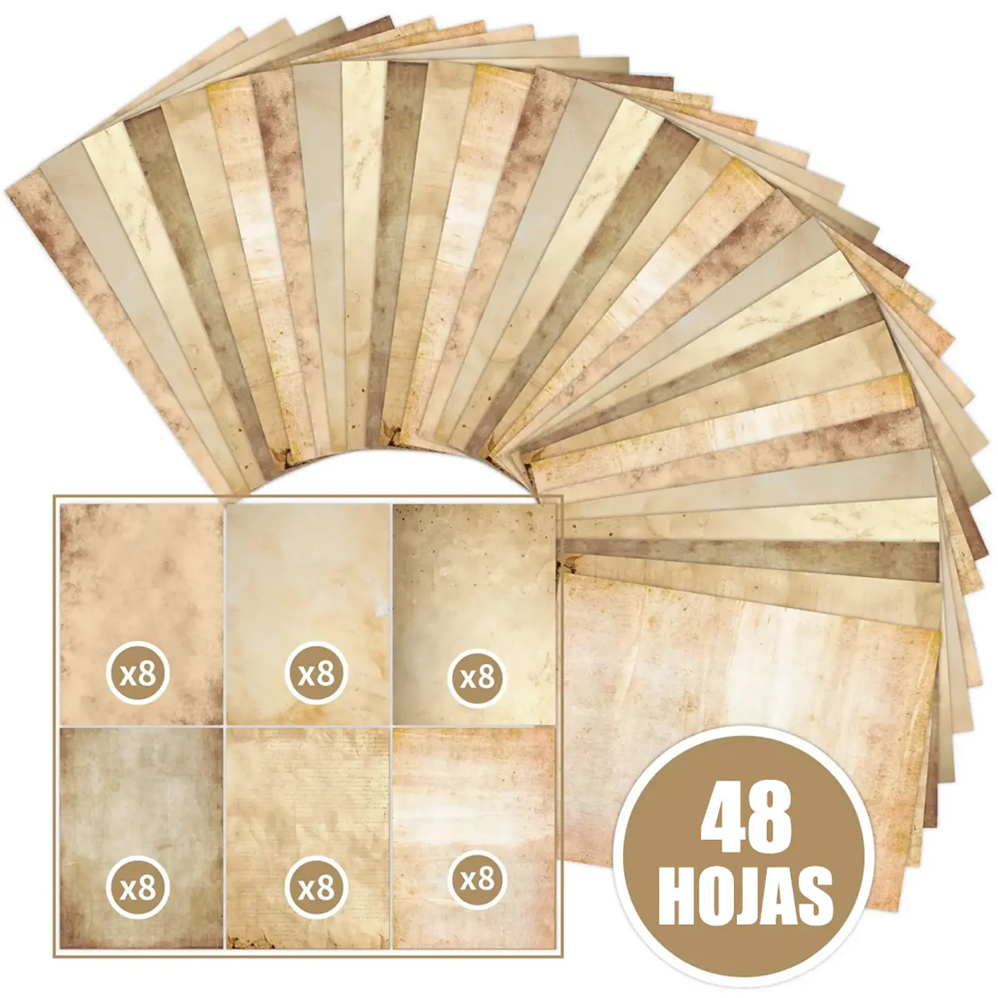 Set de Papel Vintage - 6 Diseños Retro Surtidos 2