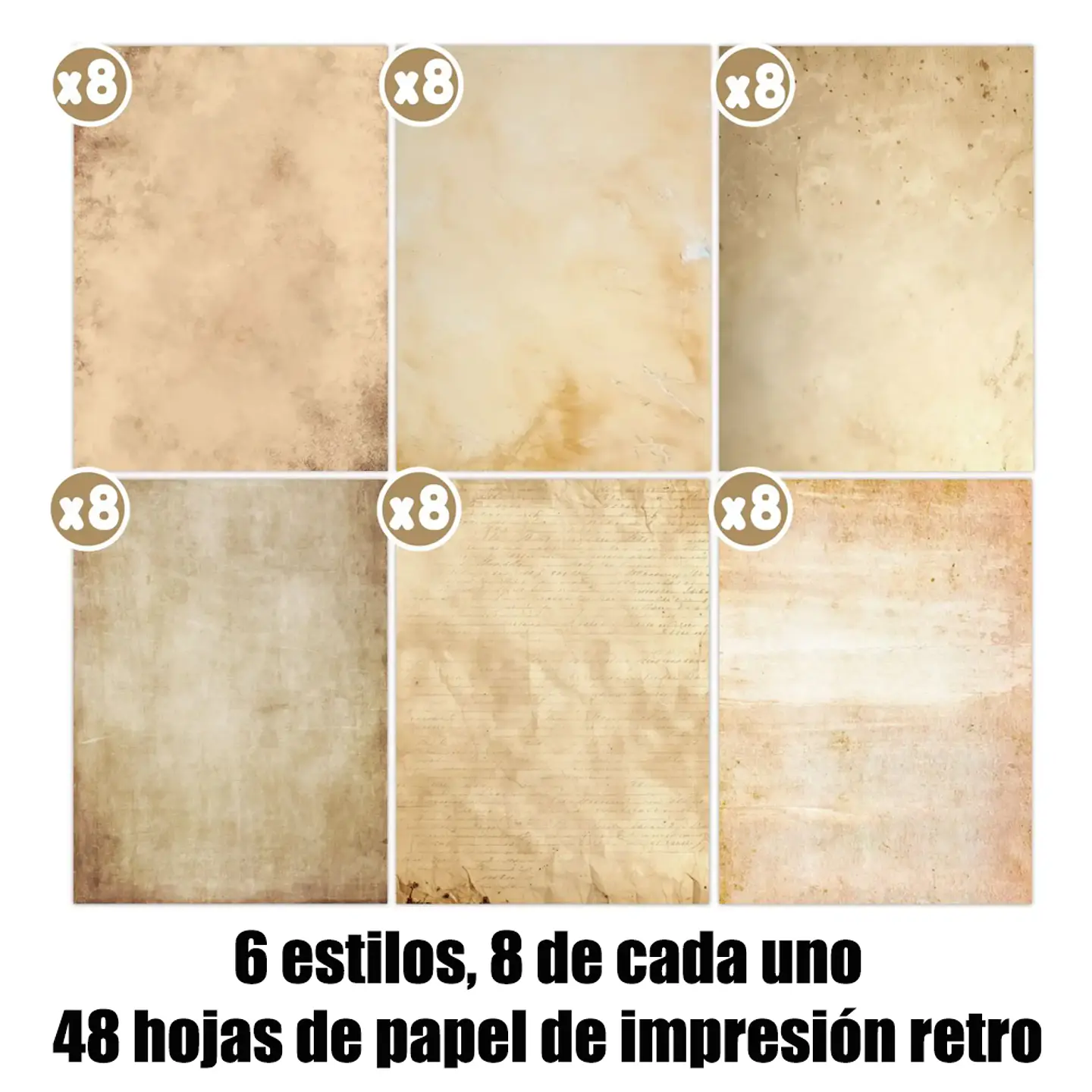 Set de Papel Vintage - 6 Diseños Retro Surtidos 4