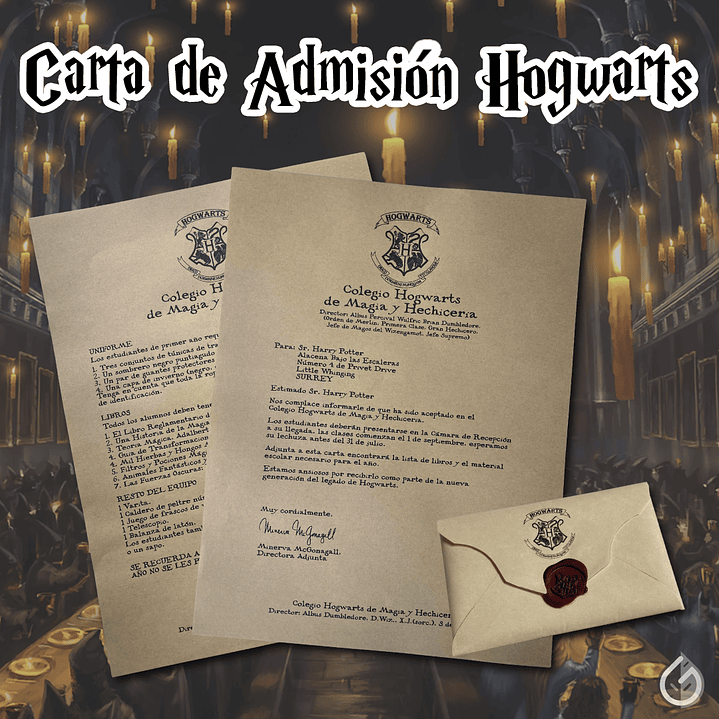 Carta de Admisión a Hogwarts - Edición Premium (100% Personalizada) 1