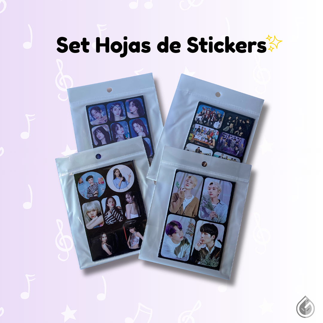 Set Hojas de Stickers Kpop 1