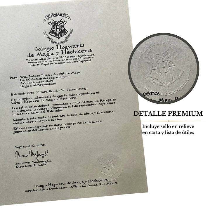 Carta de Admisión a Hogwarts - Edición Premium 4
