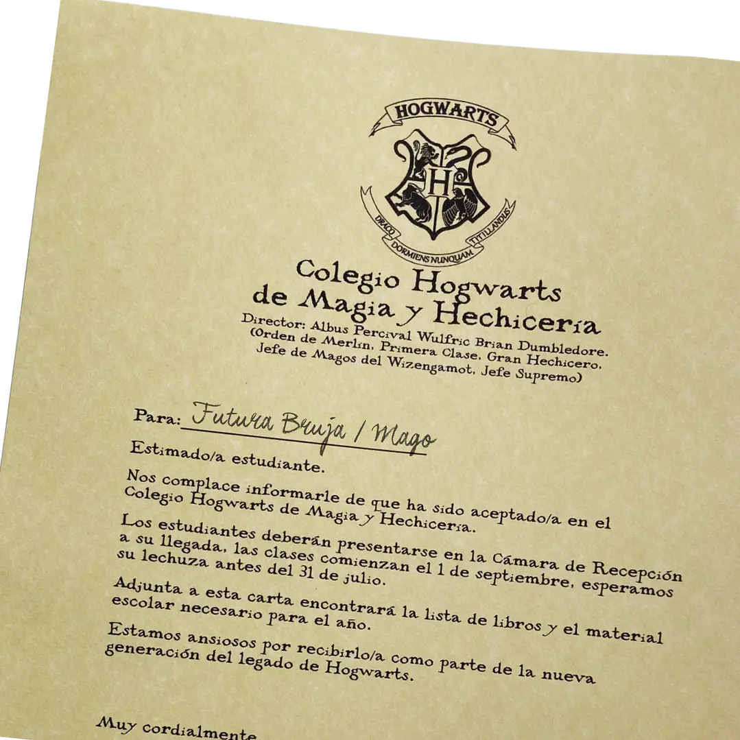 Carta de Admisión a Hogwarts - Edición Clásica 2