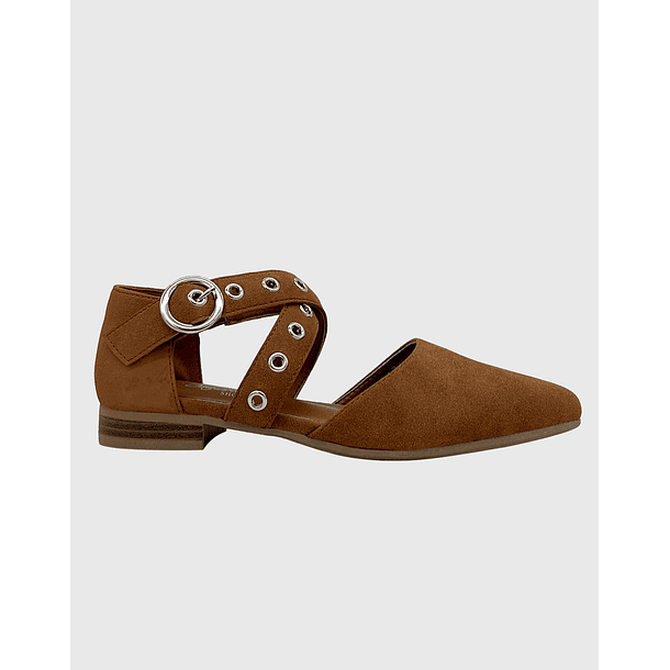 Ballerina para mujer plana Ecocuero Camel 5