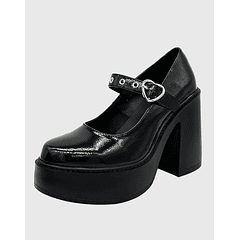 Zapato charol para mujer con taco alto Negro