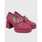 Zapato para mujer con taco y cadena Rosado 3