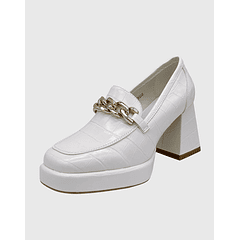 Zapato para mujer con taco y cadena Blanco