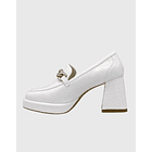 Zapato para mujer con taco y cadena Blanco 2