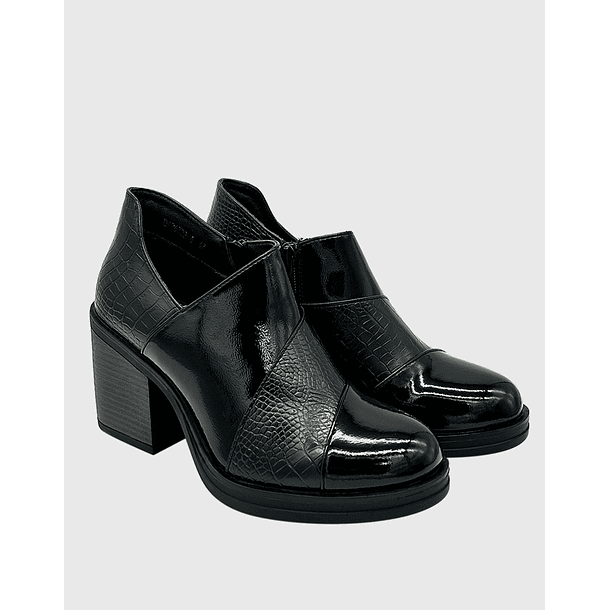 Botin para mujer charol con taco Negro 3