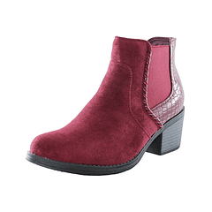 Botin para mujer con taco medio elasticado Rojo