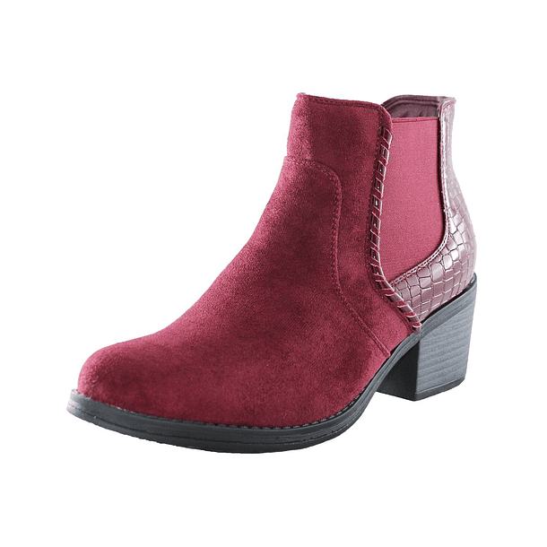 Botin para mujer con taco medio elasticado Rojo 1