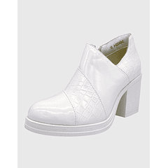 Botin para mujer charol con taco Blanco