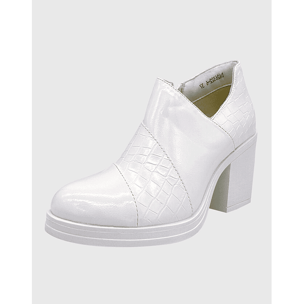 Botin para mujer charol con taco Blanco 1