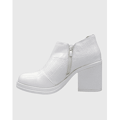 Botin para mujer charol con taco Blanco