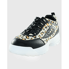 Zapatilla print Leopard Negro