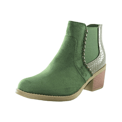 Botin para mujer con taco medio elasticado Verde