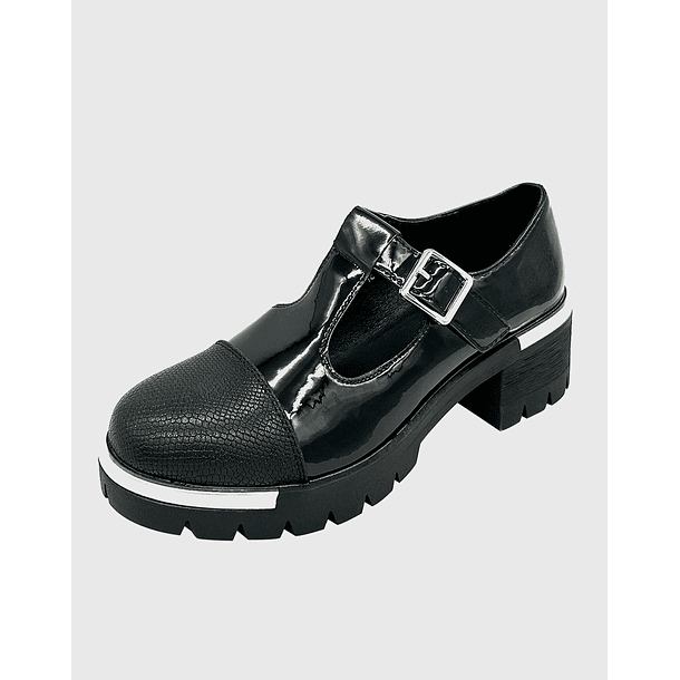 Zapato para mujer con taco bajo Mary jane Negro 1