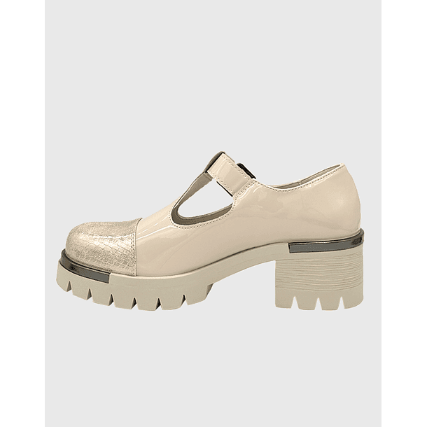 Zapato para mujer con taco bajo Mary jane Blanco 2