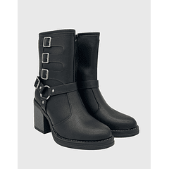 Bota para mujer, negro, cuadruple correa Danicolle