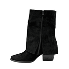 Botin alto para mujer flecos tapada Negro 2