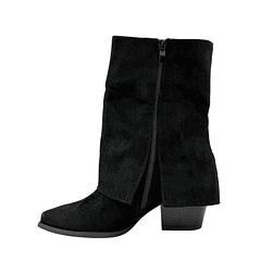 Botin alto para mujer flecos tapada Negro