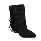 Botin alto para mujer flecos tapada Negro 5