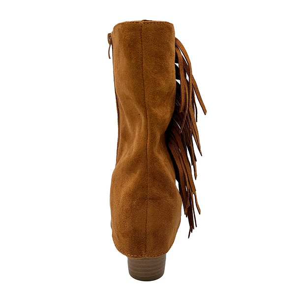Botin alto para mujer flecos tapada Camel 4
