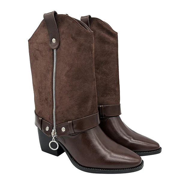 Bota para mujer polaina desmontable café Danicolle 2