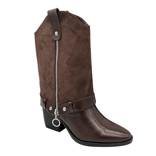 Bota para mujer polaina desmontable café Danicolle 5