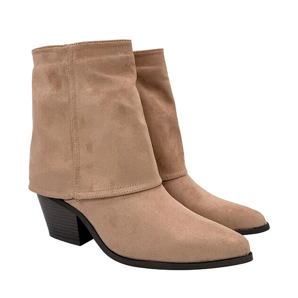 Bota Mujer con Solapa Color Beige 2