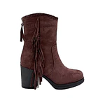 Bota Mujer Western con Flecos Color Café 1